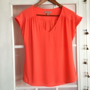 Banana Republic Neon Orange V neck Dolman sleeves top